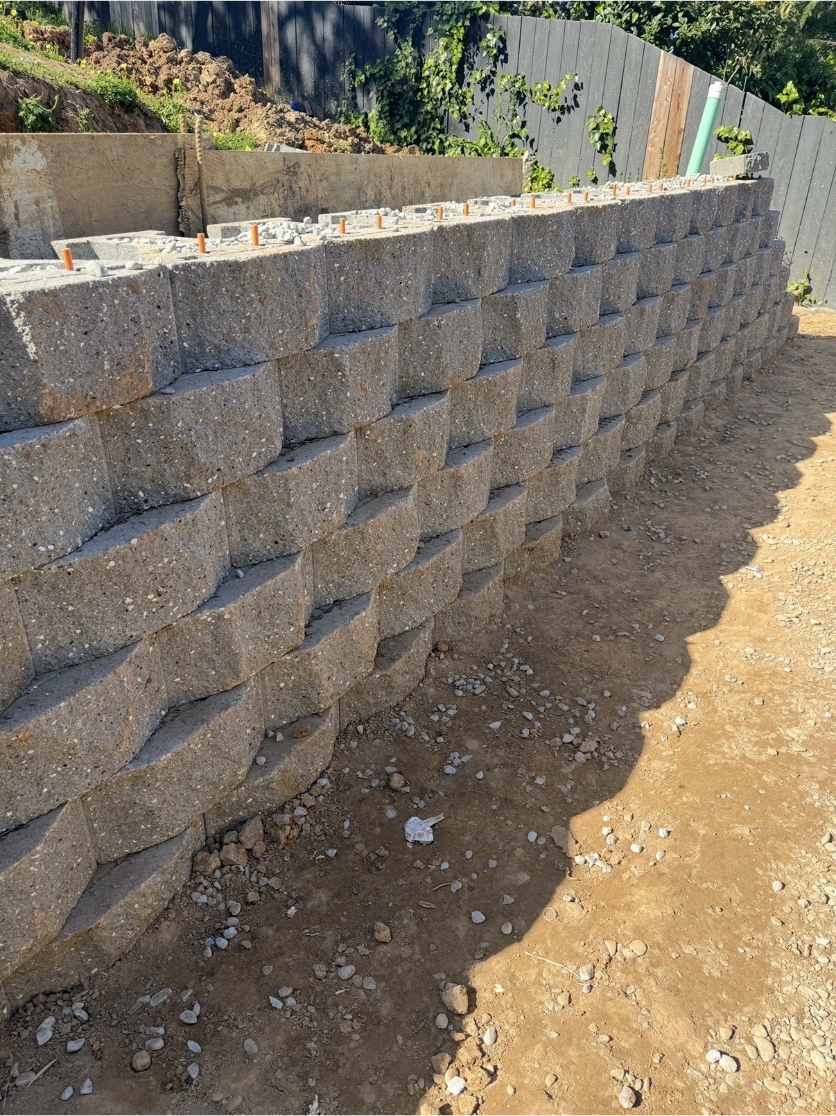 Engineered retaining wall on a recent Evans Home Remodeling job site